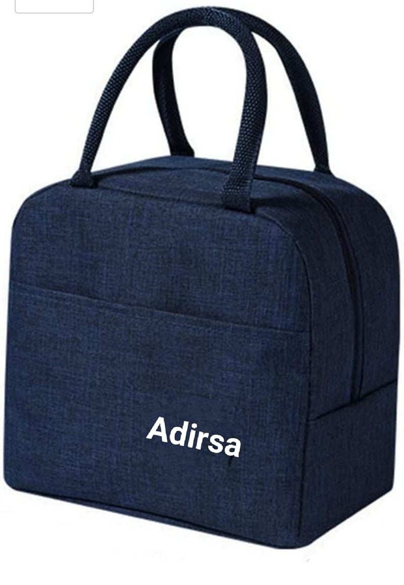 ADIRSA Lb3003 Navy Blue Insulated Lunch Bag/Tiffin Bag For Women, Kids, School, Picnic, Work Carry Bag For Lunch Boxes (Canvas), 5 liter - Image 3