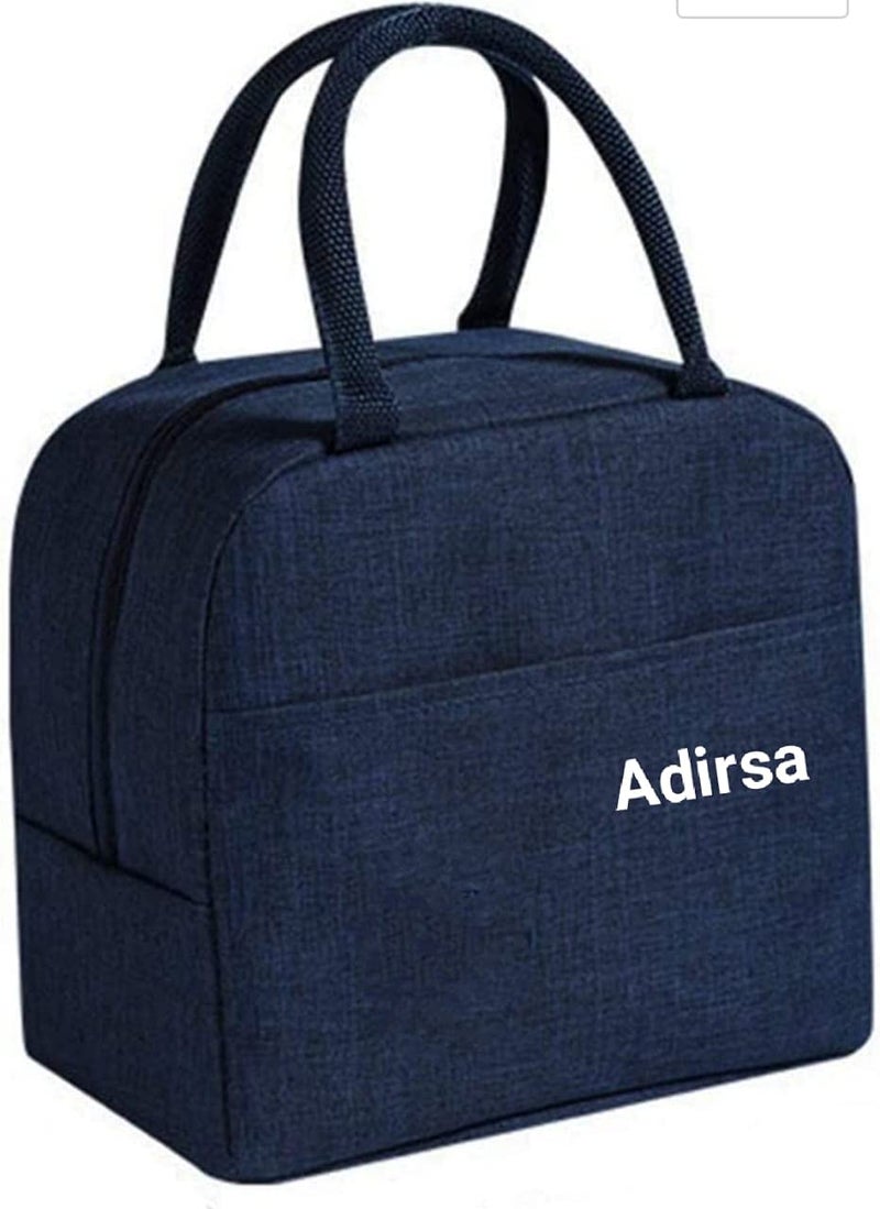 ADIRSA Lb3003 Navy Blue Insulated Lunch Bag/Tiffin Bag For Women, Kids, School, Picnic, Work Carry Bag For Lunch Boxes (Canvas), 5 liter - Image 1