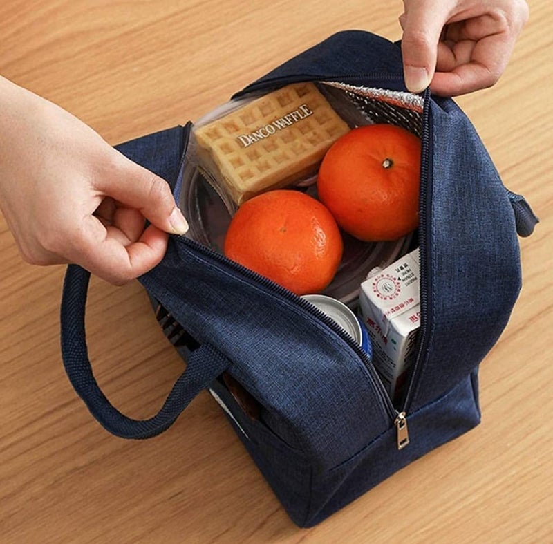 ADIRSA Lb3003 Navy Blue Insulated Lunch Bag/Tiffin Bag For Women, Kids, School, Picnic, Work Carry Bag For Lunch Boxes (Canvas), 5 liter - Image 4