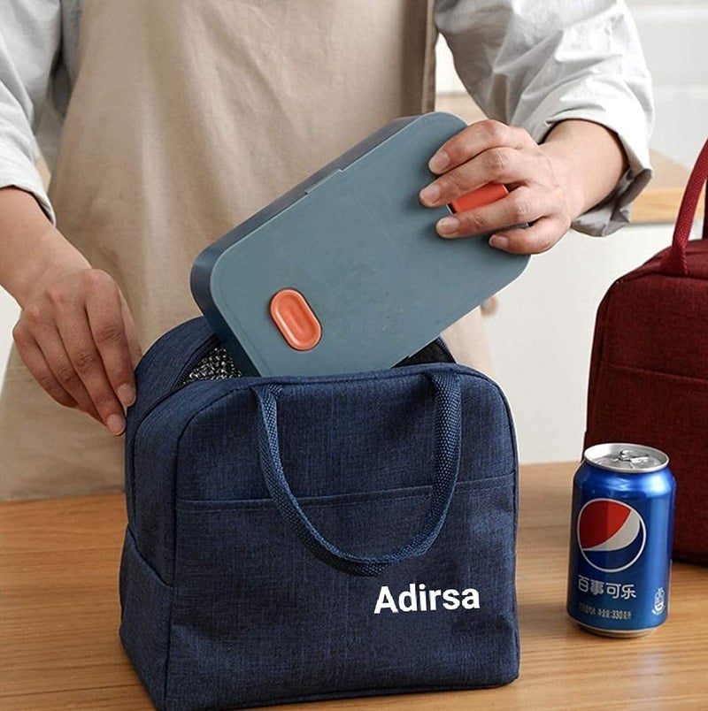 ADIRSA Lb3003 Navy Blue Insulated Lunch Bag/Tiffin Bag For Women, Kids, School, Picnic, Work Carry Bag For Lunch Boxes (Canvas), 5 liter - Image 5