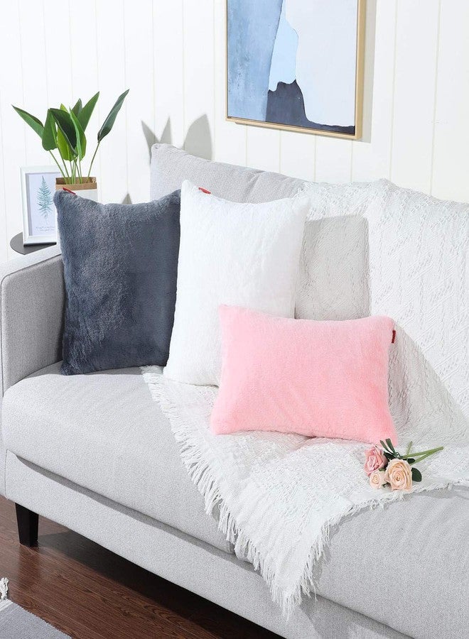 MANDIOO Pack of 2 Pink Faux Fur Fuzzy Cozy Soft Decorative Throw Pillow Covers Set Cushion Cases Pillowcases for Sofa Bedroom Car 16x16 Inches - Image 5