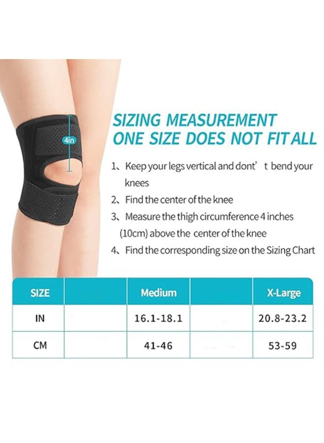 Knee Support Brace with Side Stabilizers, Adjustable Compression Band, Breathable Mesh Design for Sports Injuries, Black, 2 PCS (M - Fit for women) - Image 3