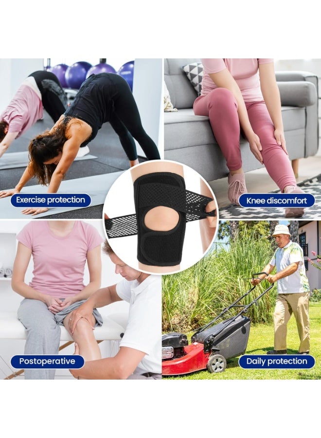 Knee Support Brace with Side Stabilizers, Adjustable Compression Band, Breathable Mesh Design for Sports Injuries, Black, 2 PCS (M - Fit for women) - Image 5
