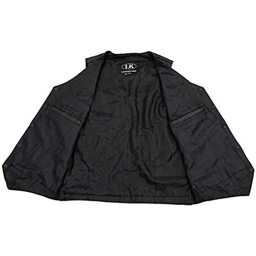 Milwaukee Leather سترة دراجات نارية جلدية كلاسيكية للرجال من ميلووكي SH1310 باللون الأسود مع إغلاق بأزرار ضغط أمامية - 46 - Image 4
