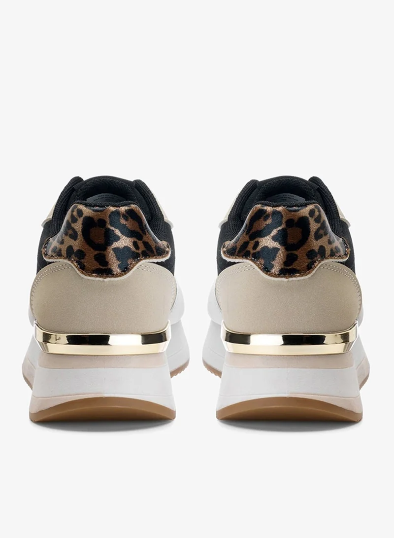 Freddy White & Black Freddy Women’s White & Black Sneakers – Chunky Sole Casual Shoes with Glitter Logo Detail for Women | Best Price UAE