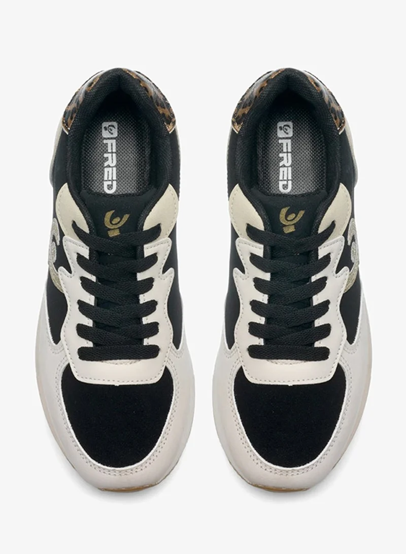 Freddy White & Black Freddy Women’s White & Black Sneakers – Chunky Sole Casual Shoes with Glitter Logo Detail for Women | Best Price UAE