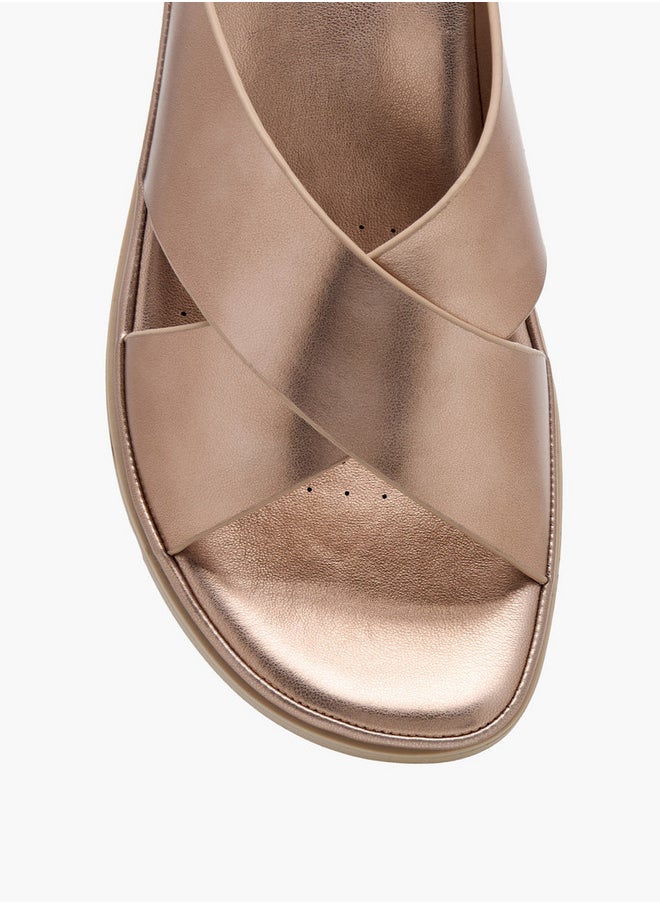 Le Confort Women's Solid Slip-On Cross Strap Sandals  - Image 4