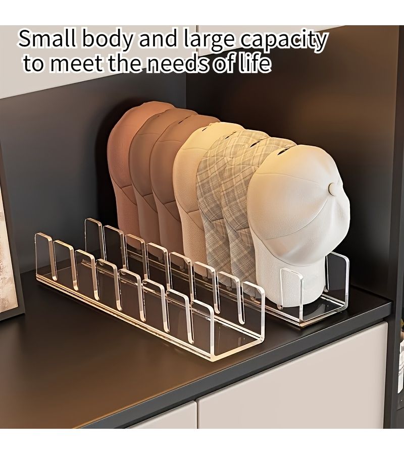 1pc Baseball Cap Display Rack Black Plastic Convenient Hat Display Accessories Durable Closet Drawer Hook Multi Slot Storage Solution No Installation Upright Rack Essential For Retail Display Modern Accessory Stand - Image 2