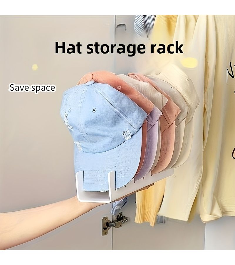 1pc Baseball Cap Display Rack Black Plastic Convenient Hat Display Accessories Durable Closet Drawer Hook Multi Slot Storage Solution No Installation Upright Rack Essential For Retail Display Modern Accessory Stand - Image 1