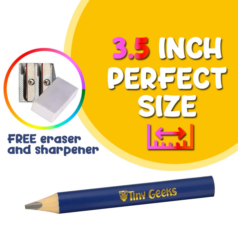 TinyGeeks Jumbo Pencils HB - NEW -12 - Triangle Short Pencils for Kids + Sharpener - Perfect for Preschool, Toddlers and Beginners + Recommended by Teachers & Experts Jumbo black - Image 4