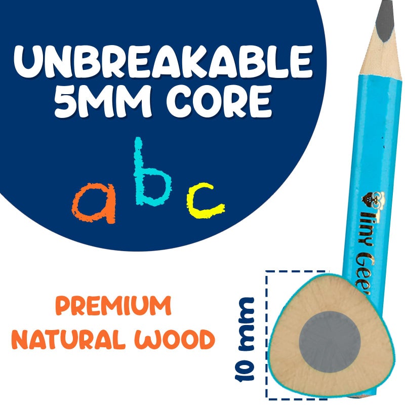 TinyGeeks Jumbo Pencils HB - NEW -12 - Triangle Short Pencils for Kids + Sharpener - Perfect for Preschool, Toddlers and Beginners + Recommended by Teachers & Experts Jumbo black - Image 3