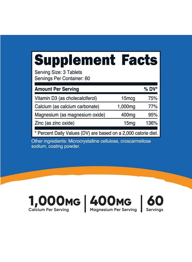 Nutricost Calcium, Magnesium & Zinc Tablets 1,415 mg, 180 Tablets - Vitamin / Mineral Blend Supplement, 60 Servings - Gluten Free, Non-GMO - Image 2