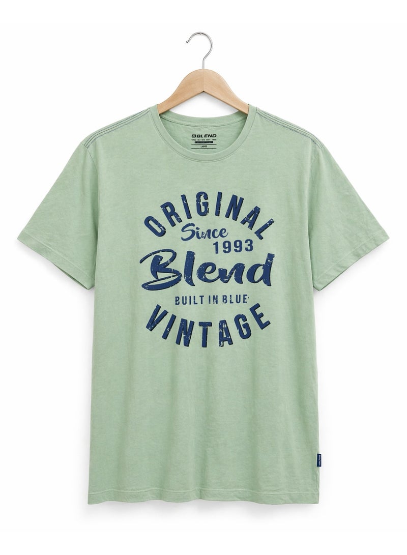 Blend Men’s Printed T-Shirt | Original Blend Vintage Graphic Tee | Casual Cotton Crew Neck T-Shirt – Mint Green - Image 2