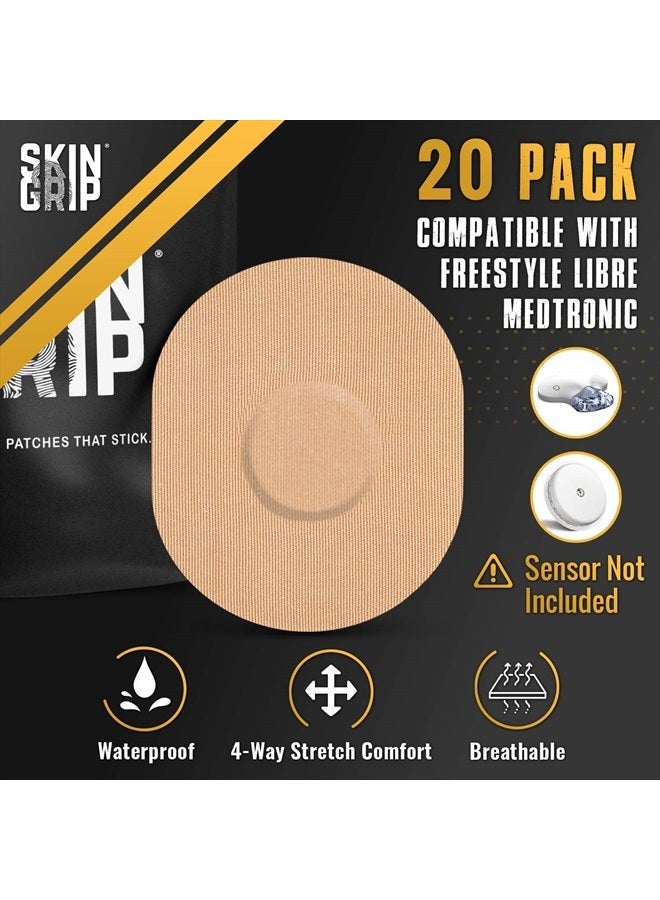 SKIN GRIP CGM Patches for Medtronic Guardian Sensor (20-Pack), Waterproof & Sweatproof for 10-14 Days, Pre-Cut Adhesive Tape, Continuous Glucose Monitor Protection(Tan) - Image 4