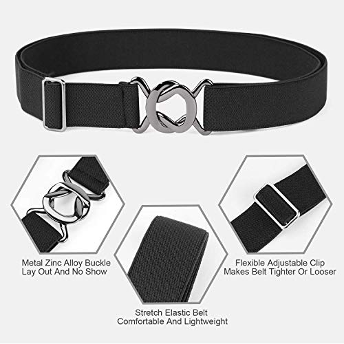 JASGOOD Women No Show Stretch Belt Adjustable Elastic Web Belt with Flat Buckle for Jeans Pants Casual Belts - Image 2