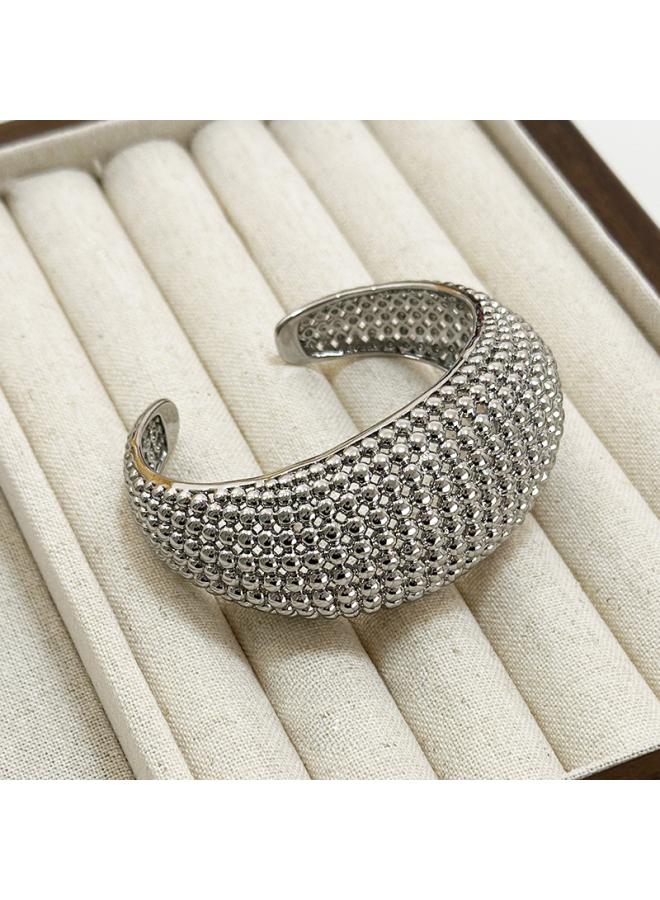 NIBEMINENT Zhang Yueer Same Style Hollow Beads Bracelet For Girls High Sense Silver Light Luxury Niche Designer Open 