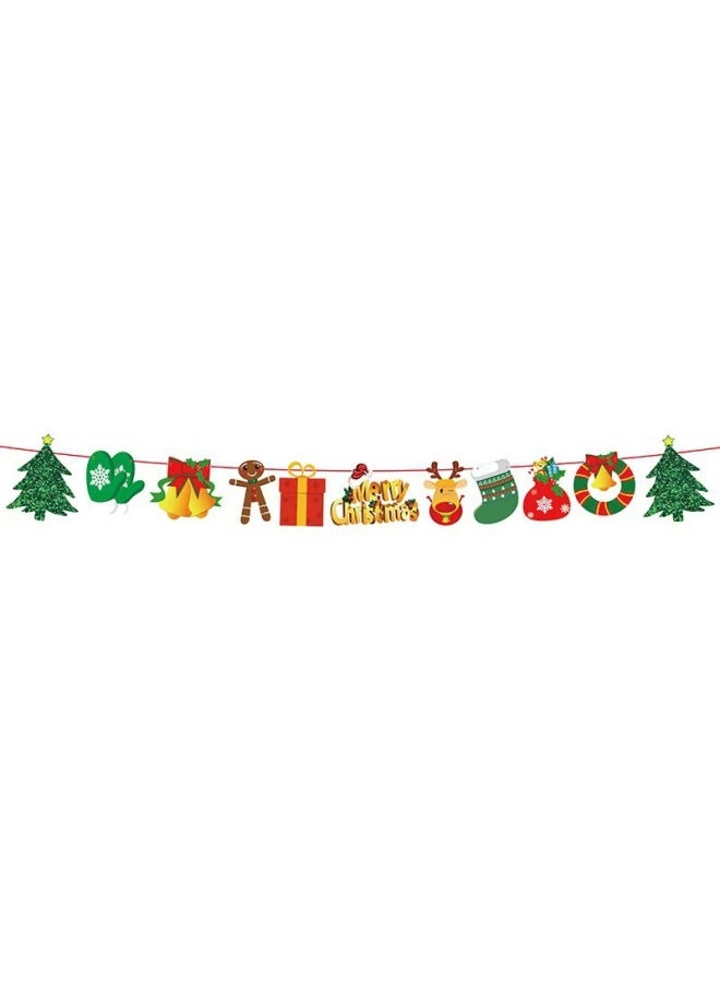 YIXIN Christmas Decorations Christmas Pull Flag Hanging Ornaments Holiday Banner Party Decoration Paper Cartoon Christmas Hanging Flag Pull Flower - Image 1