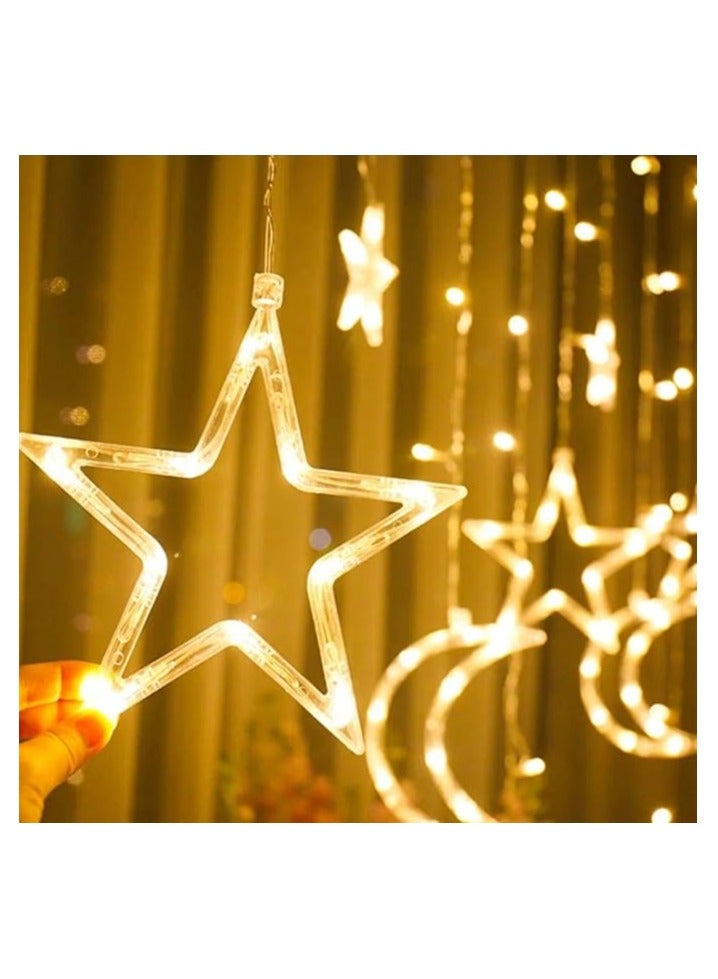 عام عيد الميلاد ورمضان أدى سلسلة أضواء على شكل نجوم وستارة القمر أضواء زخرفية العطلة - Image 2