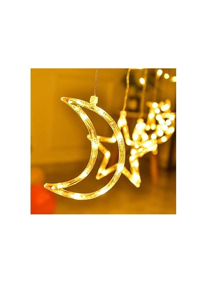 عام عيد الميلاد ورمضان أدى سلسلة أضواء على شكل نجوم وستارة القمر أضواء زخرفية العطلة - Image 3