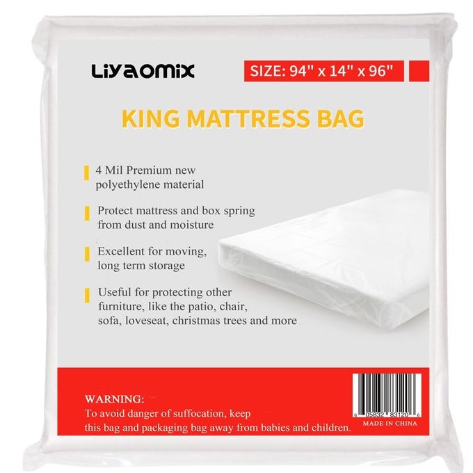 MATTRESS BAG FOR MOVING KINGCALIFORNIA KING MATTRESS STORAGE BAG 4 MIL 94 X 96 INCH HEAVY DUTY PLASTIC MATTRESS COVER