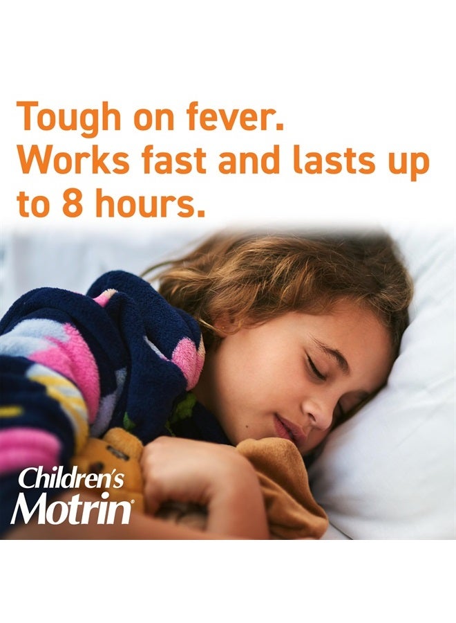 Motrin Children's Oral Suspension Medicine, 100 mg Ibuprofen, Kids Fever Reducer & Pain Reliever for Minor Aches & Pains Due to Cold & Flu, Alcohol-Free, Bubble Gum Flavored, 4 fl. oz - Image 2