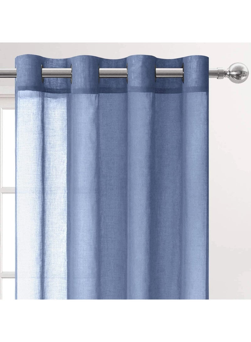 عام ستائر الشفافة لغرفة المعيشة أو غرفة النوم - تبدو كالكتان الاصطناعي مع حلقات علوية، لوحة ستارة بارتفاع 84 بوصة وعرض 52 بوصة، مجموعة من لوحتين. - Image 3