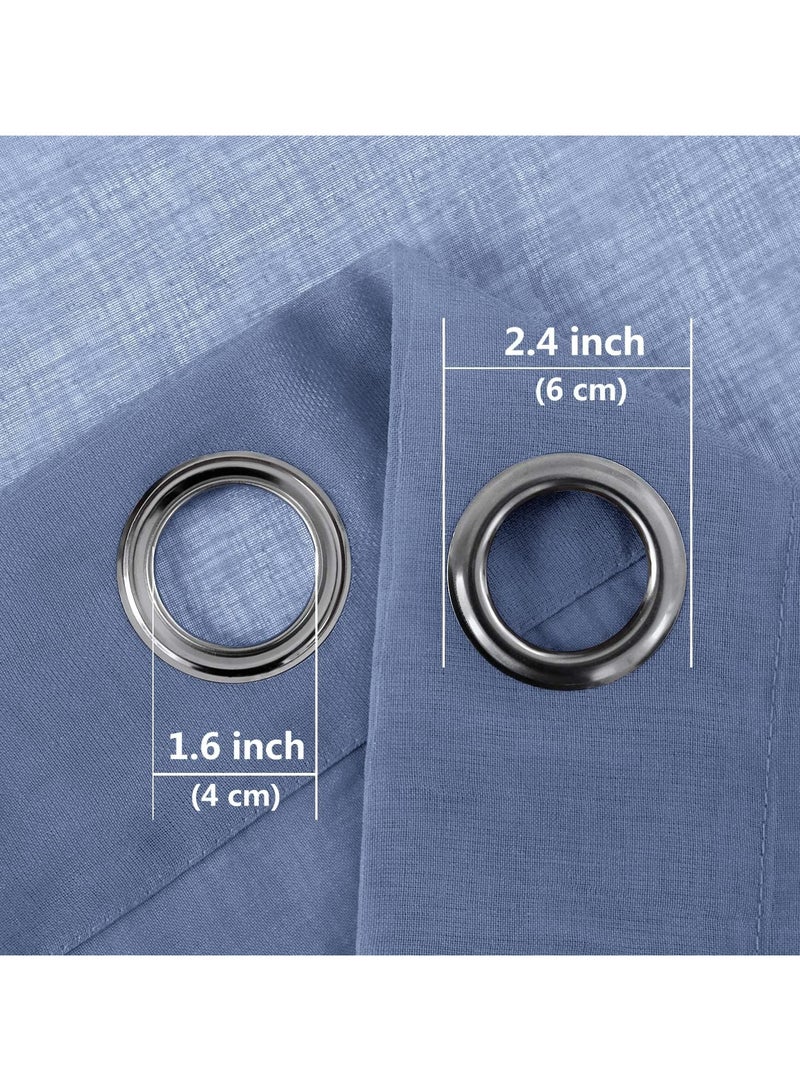 عام ستائر الشفافة لغرفة المعيشة أو غرفة النوم - تبدو كالكتان الاصطناعي مع حلقات علوية، لوحة ستارة بارتفاع 84 بوصة وعرض 52 بوصة، مجموعة من لوحتين. - Image 4