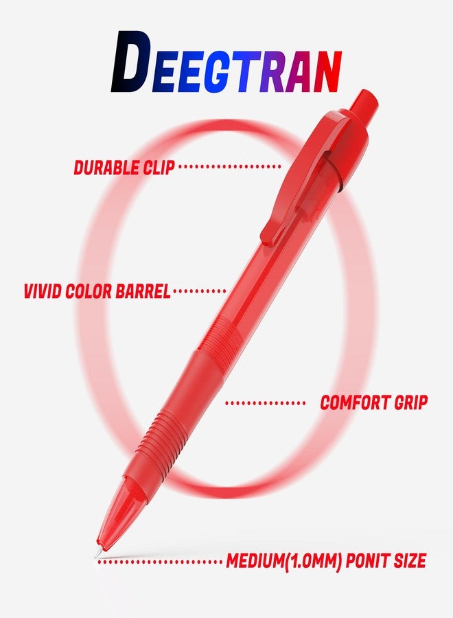 deegtran Pens Bulk, 30 Pack No Bleed Red Ink Click Pens with Soft Grip, Wholesale Retractable Ballpoint Pens for Office School, Medium Point Smooth 1.0MM - Image 2