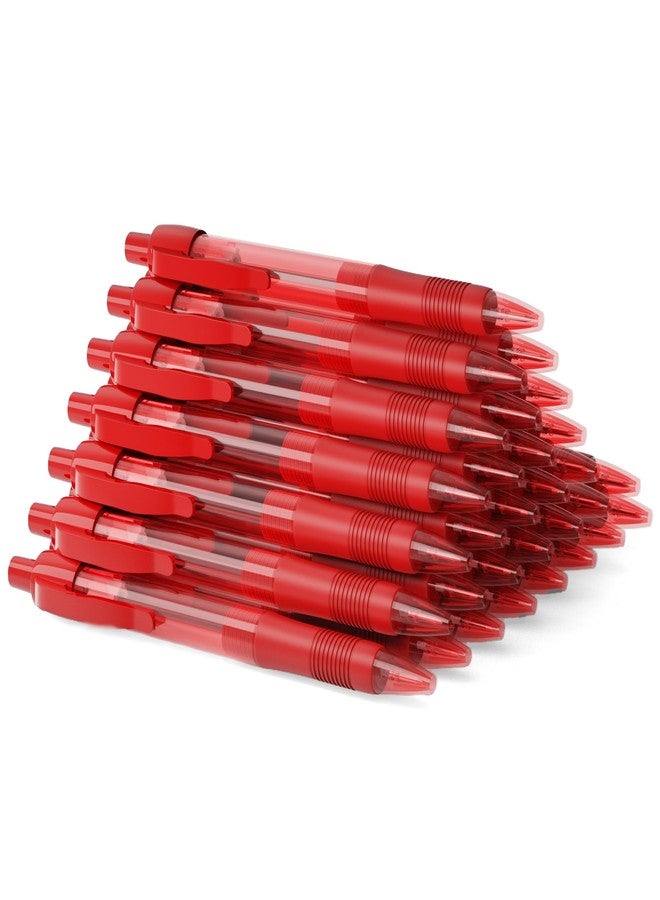deegtran Pens Bulk, 30 Pack No Bleed Red Ink Click Pens with Soft Grip, Wholesale Retractable Ballpoint Pens for Office School, Medium Point Smooth 1.0MM - Image 1