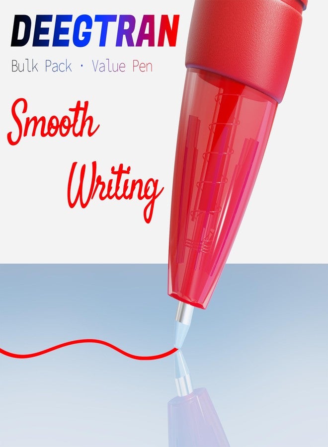 deegtran Pens Bulk, 30 Pack No Bleed Red Ink Click Pens with Soft Grip, Wholesale Retractable Ballpoint Pens for Office School, Medium Point Smooth 1.0MM - Image 3