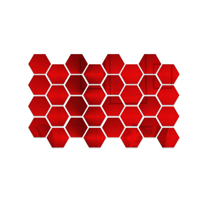 32PCS Hexagon Mirror Wall Stickers Removable Wall Decals Acrylic Decorative Mirror DIY Home Decorations for Bedroom Bathroom Living Room - Image 1