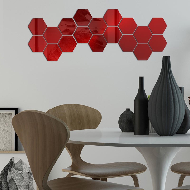 32PCS Hexagon Mirror Wall Stickers Removable Wall Decals Acrylic Decorative Mirror DIY Home Decorations for Bedroom Bathroom Living Room - Image 4