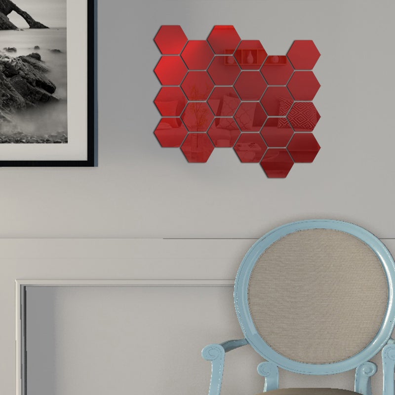 32PCS Hexagon Mirror Wall Stickers Removable Wall Decals Acrylic Decorative Mirror DIY Home Decorations for Bedroom Bathroom Living Room - Image 2