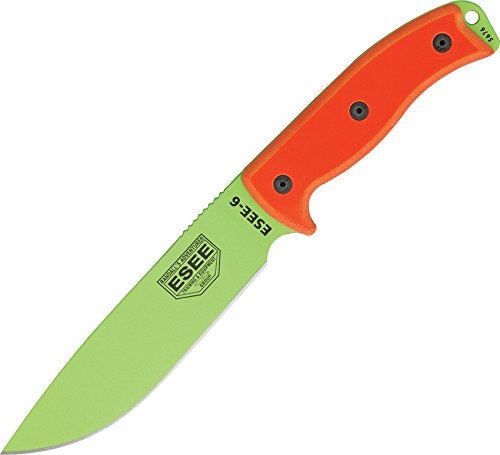 ESEE Knives 6P Fixed Blade Knife w/Molded Polymer Sheath (Venom Green Blade/Black Sheath) - Image 4