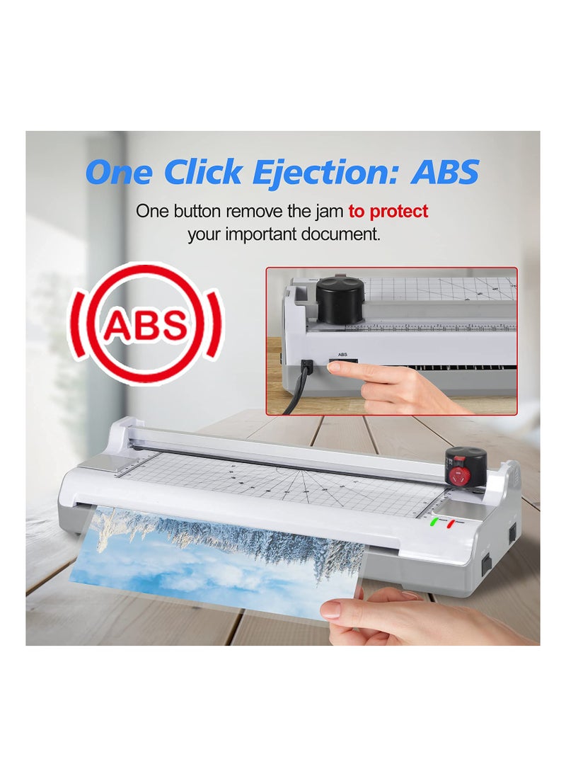 SYOSI - Laminator Machine 13 Inch Wide for A3/ A4/ A6, Thermal Hot&Cold Lamination Machine 11X17 for Office Home School Teacher Use,Paper Trimmer, Corner Rounder (EU Plug) - Image 1