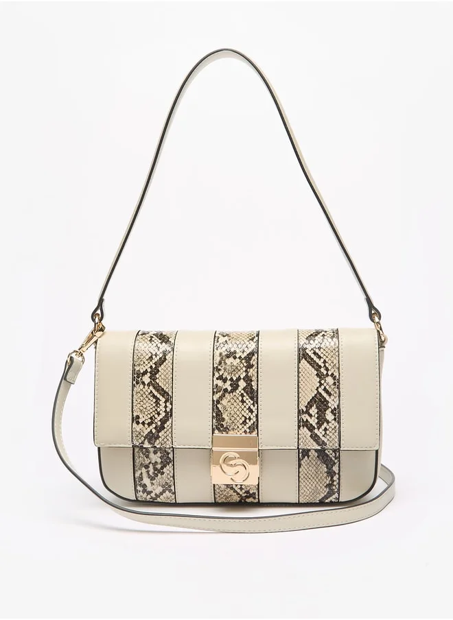 Celeste Women's Animal Print Shoulder Bag with Button Closure and Detachable Strap