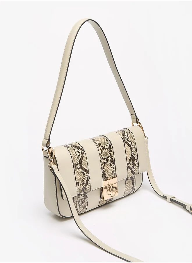 Celeste Women's Animal Print Shoulder Bag with Button Closure and Detachable Strap