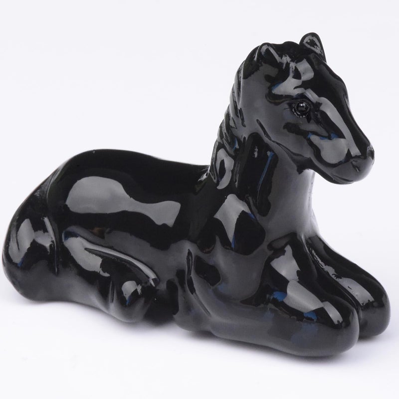Ytbeoxk 2.2 Inch Black Obsidian Horse Crystal Figurines,Hand-Carved Healing Crystals Decor, Horse Statues Stone Energy Gemstones,in Bedroom Office Meditation Memorial Gifts for Girls and Women - Image 1