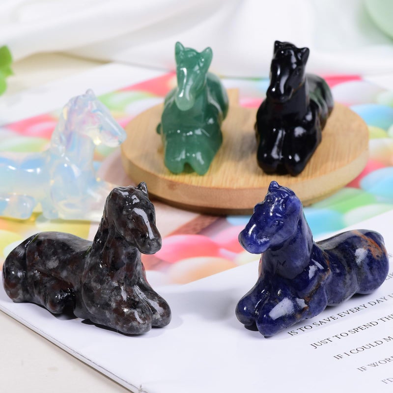 Ytbeoxk 2.2 Inch Black Obsidian Horse Crystal Figurines,Hand-Carved Healing Crystals Decor, Horse Statues Stone Energy Gemstones,in Bedroom Office Meditation Memorial Gifts for Girls and Women - Image 5