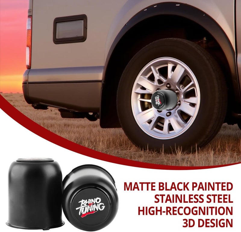 RTRHINOTUNING 4PCS 3.16" 80mm Stainless Steel Wheel Center Caps for Truck Trailer Rim Center Bore, 3.16" Hub, 3.84" Tall Matte Black Push Through Hub Caps - Image 5