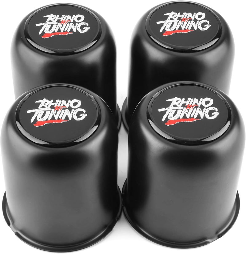 RTRHINOTUNING 4PCS 3.16" 80mm Stainless Steel Wheel Center Caps for Truck Trailer Rim Center Bore, 3.16" Hub, 3.84" Tall Matte Black Push Through Hub Caps - Image 1