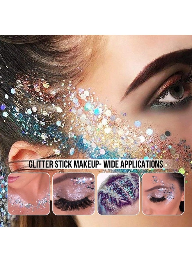 Brzeaf Waterproof Mermaid Glitter Stick Shimmery& Long Lasting Hair Eyeshadow Face Body Glitter Singer Concert Music Rave Festival Glitter Stick Makeup & Face Glitter Gel For Women Men 0.56 Oz - Image 2