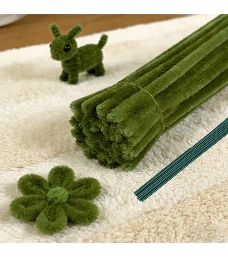 Green Chenille Stems 622pcs Pastel Fluffy Stick For Bouquet Craft Kit With Step By Step Video - Image 4