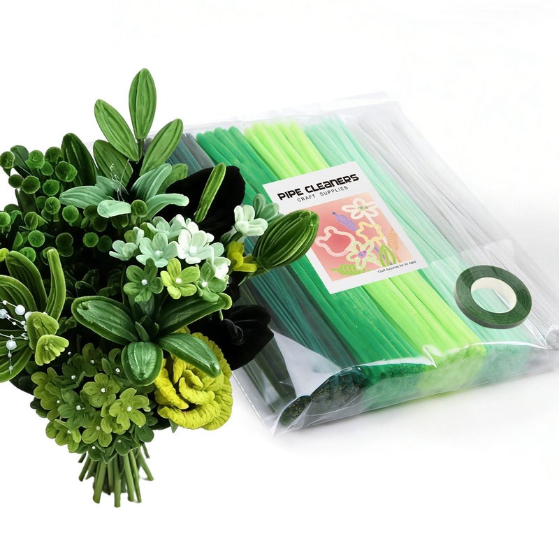 Green Chenille Stems 622pcs Pastel Fluffy Stick For Bouquet Craft Kit With Step By Step Video - Image 3