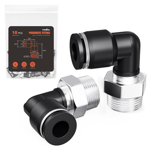 TRILINK 12OD x 12NPT Thread Push to Connect Fittings Air Line Elbow Connectors Quick Connect Pneumatic Fittings Push Lock Air Hose Fittings for Compressor Air Tools Tubing 10 PCS - Image 1
