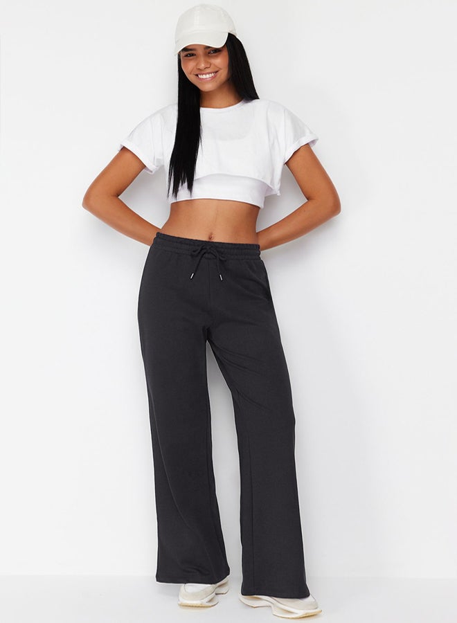 trendyol Dark Anthracite Wide Leg Thin Knitted Sports Sweatpants TWOAW22EA0053 - Image 1
