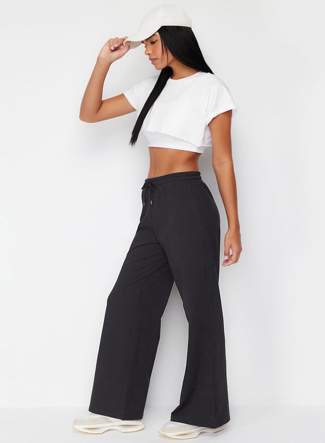trendyol Dark Anthracite Wide Leg Thin Knitted Sports Sweatpants TWOAW22EA0053 - Image 3