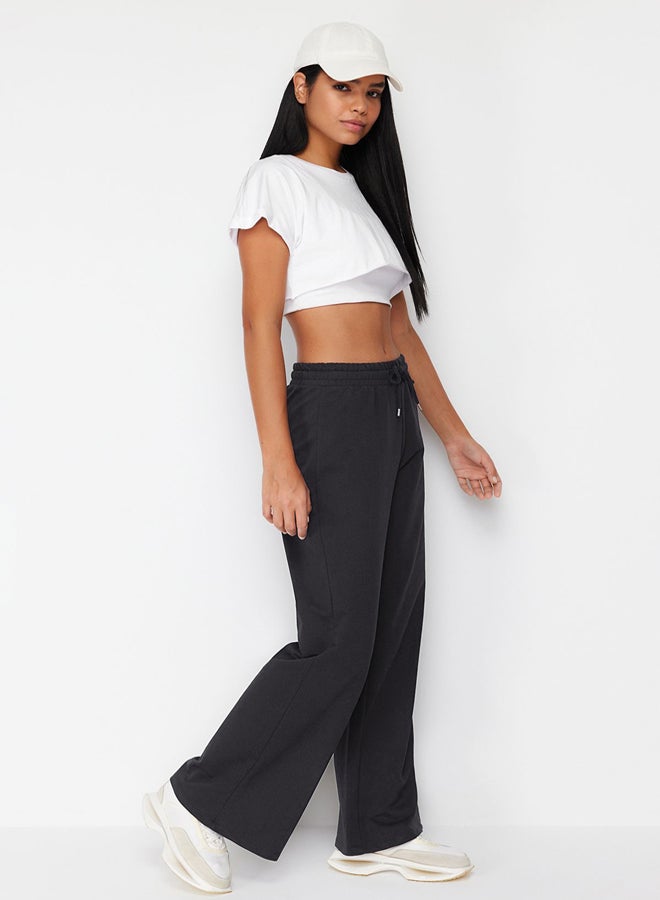 trendyol Dark Anthracite Wide Leg Thin Knitted Sports Sweatpants TWOAW22EA0053  - Image 1