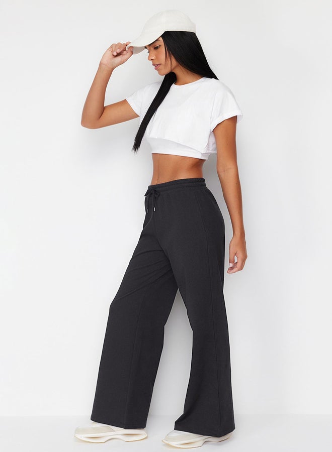 trendyol Dark Anthracite Wide Leg Thin Knitted Sports Sweatpants TWOAW22EA0053  - Image 2