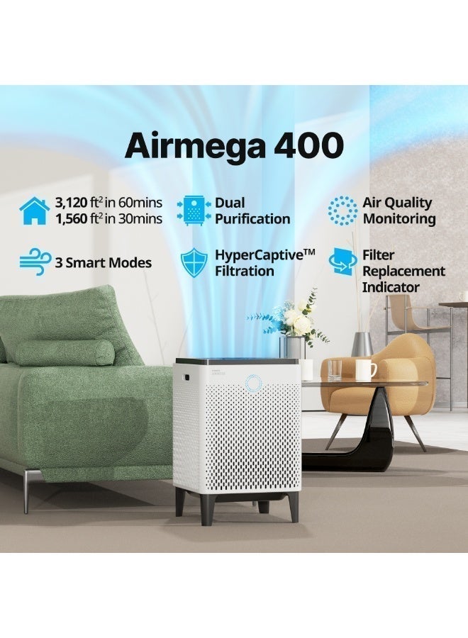 COWAY Air Purifier for Extra Large Home Bedroom 289 m², Dual Purification, 3-in-1 Filter, GreenHEPA, Air Quality Monitor, Removes 99.99% Pet, Dust, Odours, Allergies, Quiet 22db, Made in Korea, AM400 - Image 2